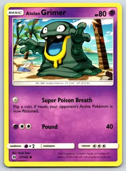 Alolan Grimer - Sun & Moon Base Set 57/149 Naoki Saito Pokemon Card LP - Image 1