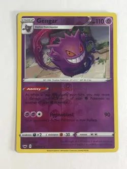 Pokemon TCG Sword & Shield Base Reverse Holographic Gengar 085/202 NM - Image 1