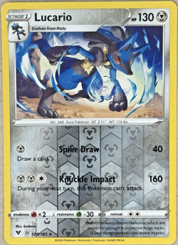 Lucario Vivid Voltage Reverse Holo Rare 120/185 2020 Pokemon TCG Near Mint - Image 1