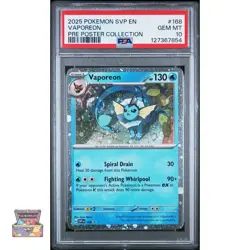 VAPOREON 168 POKEMON 2025 SVP EN-SV BLACK STAR PROMO PSA 10 - Image 1