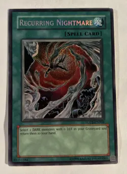 YuGiOh Recurring Nightmare FOTB-EN066 1st Edition Secret Rare LP - Image 1
