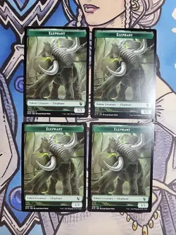 4x Elephant (3/3) / Spirit Tokens Dual-Sided NM/M MID MIC MTG Magic - Image 1