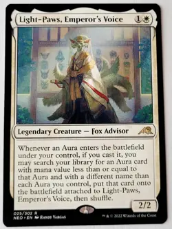 MTG Light-Paws, Emperor's Voice - Kamigawa: Neon Dynasty, NM - Image 1