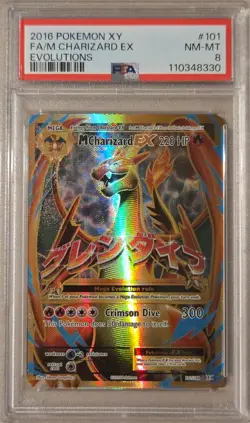 Pokemon XY Evolutions Holo 2016 M Charizard EX Full Art #101/108 PSA 8 - Image 1