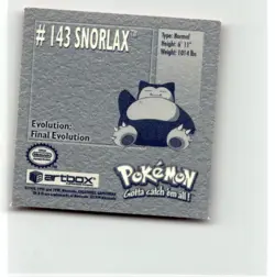 Snorlax Artbox Pokemon Stickers Series 1 #143 1999 Vintage Nintendo - Image 2