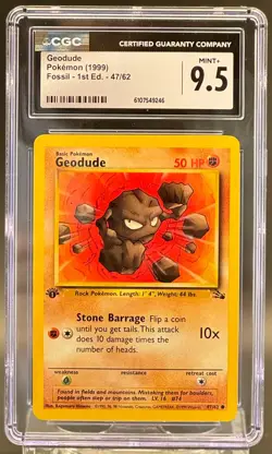POKEMON 1999 FOSSIL 1ST EDITION GEODUDE #47/62 CGC 9.5 MINT+ - Image 1