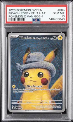2023 POKEMON SVP EN-SV BLACK STAR PROMO #085 PIKACHU WITH GREY FELT HAT PSA 10 - Image 1