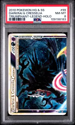 2010 POKEMON TRIUMPHANT DARKRAI & CRESSELIA #99 LEGEND TOP PSA 8 NM #109198183 - Image 1