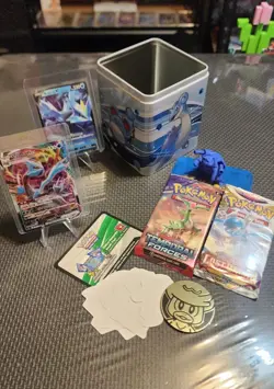 Pokemon Stacking Tin Lot! Jap. Kyurem VMAX, Jap. Kyurem V, Two +15 Custom Packs - Image 1