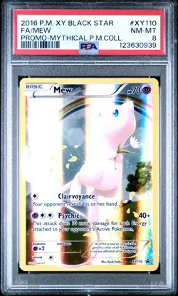 2016 POKEMON XY BLACK STAR XY110 MEW FULL ART PROMO MYTHICAL COLLECTION PSA 8 - Image 1