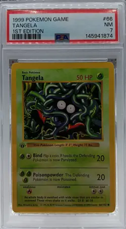 PSA 7 1st Edition Shadowless Tangela 66/102 Pokemon 1999 Base Set Wotc TCG - Image 1