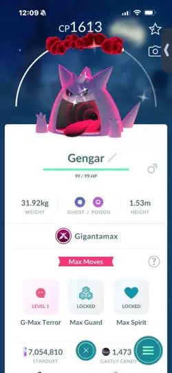 Pokemon Go Shiny Gengar ( Gigantamax ) - Image 1
