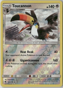 Toucannon - 166/214 - Reverse Holo Rare - Lost Thunder - NM/M - Image 1