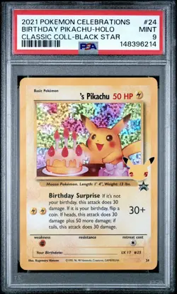 2021 POKEMON CELEBRATIONS BIRTHDAY PIKACHU HOLO PROMO #24 PSA 9 MINT - Image 1
