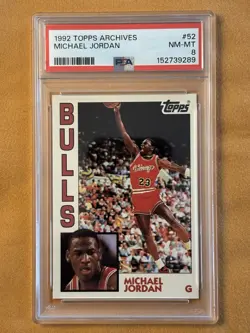 1992 MICHAEL JORDAN TOPPS ARCHIVES #52 PSA 8 NM/MT - Image 1