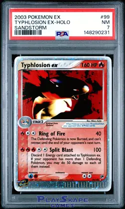 Pokemon Card PSA 7 Typhlosion ex 99/100 Sandstorm Holo Vintage Foil Rare 2003 - Image 1