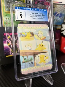 Pokemon 1998 Pikachu Togepi Bandai Sealdass Fancy Graffiti #24 CGC 9 - Image 1