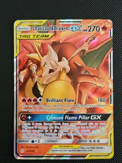 Pokemon TCG Charizard & Braixen GX Holo Ultra Rare Cosmic Eclipse 22/236 - Image 1