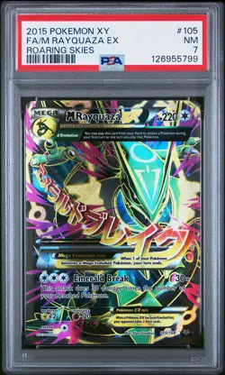 2015 POKEMON XY ROARING SKIES #105 FULL ART/M RAYQUAZA EX PSA 7 - Image 1