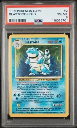 1999 POKEMON BASE SET UNLIMITED #2 BLASTOISE-HOLO PSA 8 - Image 1