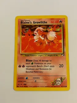 Blaine's Growlithe 062/132 Gym Heroes Regular Pokemon Card - Image 1