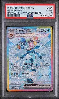 Pokemon Card Glaceon EX 150/131 Prismatic Evolutions Holo Sir PSA 9 Mint - Image 1