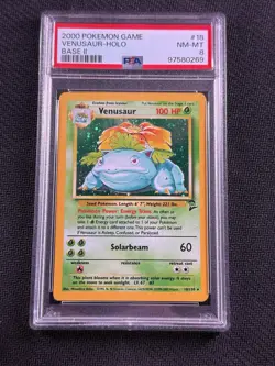 Pokemon Venusaur 018/130 Base Set 2 Holo Rare PSA 8 English 2000 - Image 1