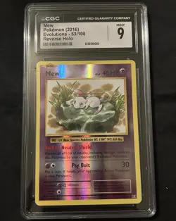 Pokemon Mew TCG Card reverse Holo Rare 53/108 XY Evolutions CGC 9 Mint - Image 1