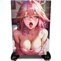 Genshin Impact Yae Miko Sexy Hot Anime Waifu Girl Doujin Lewd Goddess Story Card - Image 2