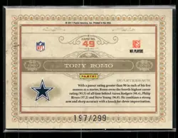 2011 Panini Gold Standard #49 Tony Romo Golden Anniversary #/299 - Image 2