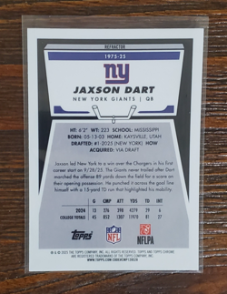 2025 Topps Chrome - Jaxson Dart 1975 Throwback Silver Refractor #1975-25 (RC) - Image 2
