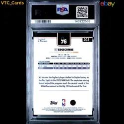 VJ Edgecombe RC Blackout 2025 Topps Flagship #203 PSA 10 GEM MINT - Image 3