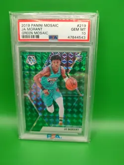 2019-20 Panini Mosaic Ja Morant #219 Green Prizm PSA 10 Rookie Grizzlies NBA - Image 1