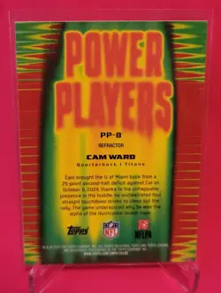 2025 Topps Chrome Cam Ward Power Players RC Refractor Rookie #PP-8 Titans - Image 2