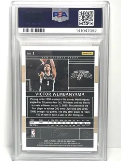 Victor Wembanyama Red /15 PSA 10 POP 1 🔥DPOY 2024-25 Panini One & One - Image 2