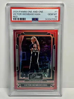 Victor Wembanyama Red /15 PSA 10 POP 1 🔥DPOY 2024-25 Panini One & One - Image 4