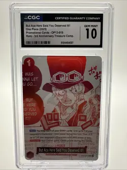 2025 One Piece 3rd Anniversary Promo Card Op13-019 Sabo CGC 10 Gem Mint - Image 1