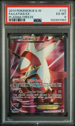 2013 POKEMON BLACK & WHITE PLASMA FREEZE #112 FA LATIAS EX PSA 6 (7063) - Image 1