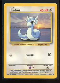 Dratini 26/102 Base Set Uncommon Pokemon Card LP - Image 1