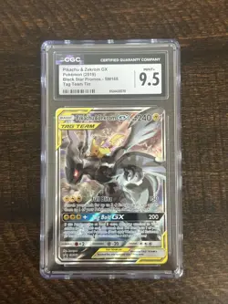 Pokemon Pikachu & Zekrom GX SM168 Black Start Promos 2019 Tag Team CGC 9.5+ - Image 1