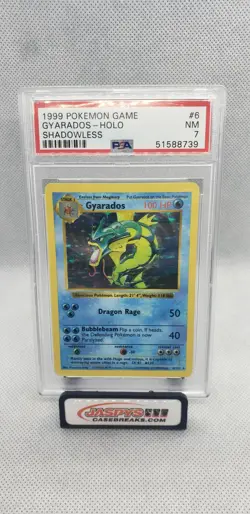 Pokemon PSA 7 Gyarados Shadowless Base Set 6/102 Holo NM - Image 1