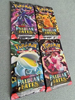 Scarlet & Violet Paldean Fates Booster Pack Art Set x4 Sealed Pokemon Cards - Image 1