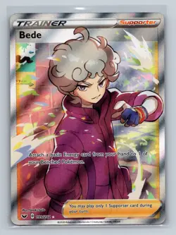 Bede - Sword & Shield Base Set 199/202 - Holo Full Art Trainer Pokemon Card NM - Image 1
