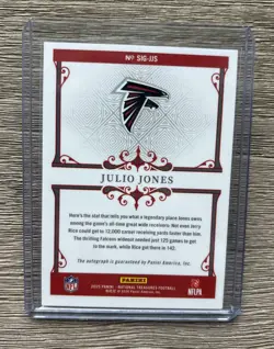 2025 National Treasures - JULIO JONES - Signatures - Holo Silver /25 - Falcons - Image 2
