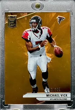 MICHAEL VICK RARE GOLD HOLO REFRACTOR FOIL INVESTMENT CARD SSP /999 Falcons Mint - Image 1