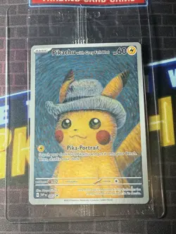 Pokemon Pikachu Card Sealed with Grey Felt Hat SVP 085, Van Gogh - Image 1