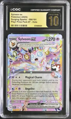 CGC PRISTINE 10 Sylveon ex 086/191 Prize Pack: Series 7 Pokemon Play! 2025 - Image 1
