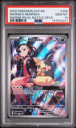 2025 POKEMON SVP EN-SV BLACK STAR PROMO #206 MARNIE'S MORPEKO PSA 10 - Image 1