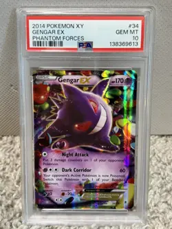 2014 POKEMON XY PHANTOM FORCES #34 GENGAR EX PSA 10 - Image 1