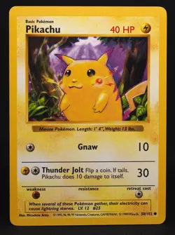 Pikachu (Red Cheeks) 058/102 Base Set (Shadowless) Regular Pokemon TCG - Image 1